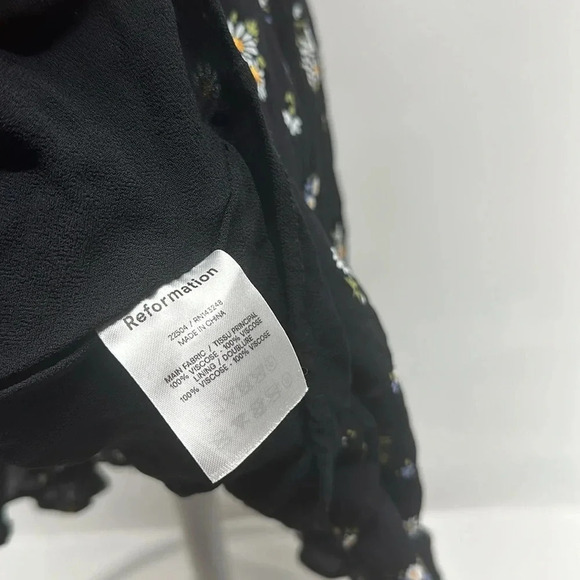 Reformation Silvia Mini Dress Sleeveless Floral Daisy Printed Black Size Small - Picture 9 of 12
